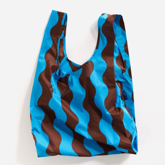 BAGGU Handbags - NWOT Standard Baggu - Teal & Brown Wavy Stripe